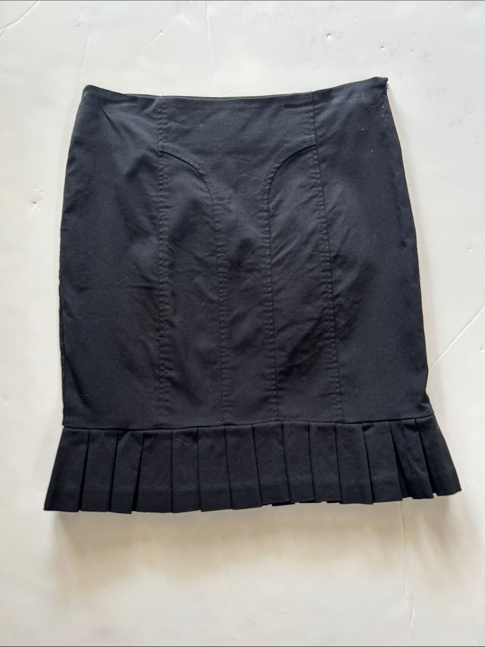 Vintage Black Pencil Skirt with Pleated Hem